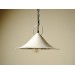 Handmade ceramic lamp in a rustic style hanging on a metal chain 