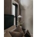 Handmade ceramic lamp in a rustic style hanging on a metal chain 