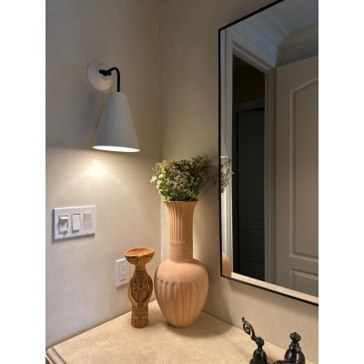 White and black ceramic wall sconce